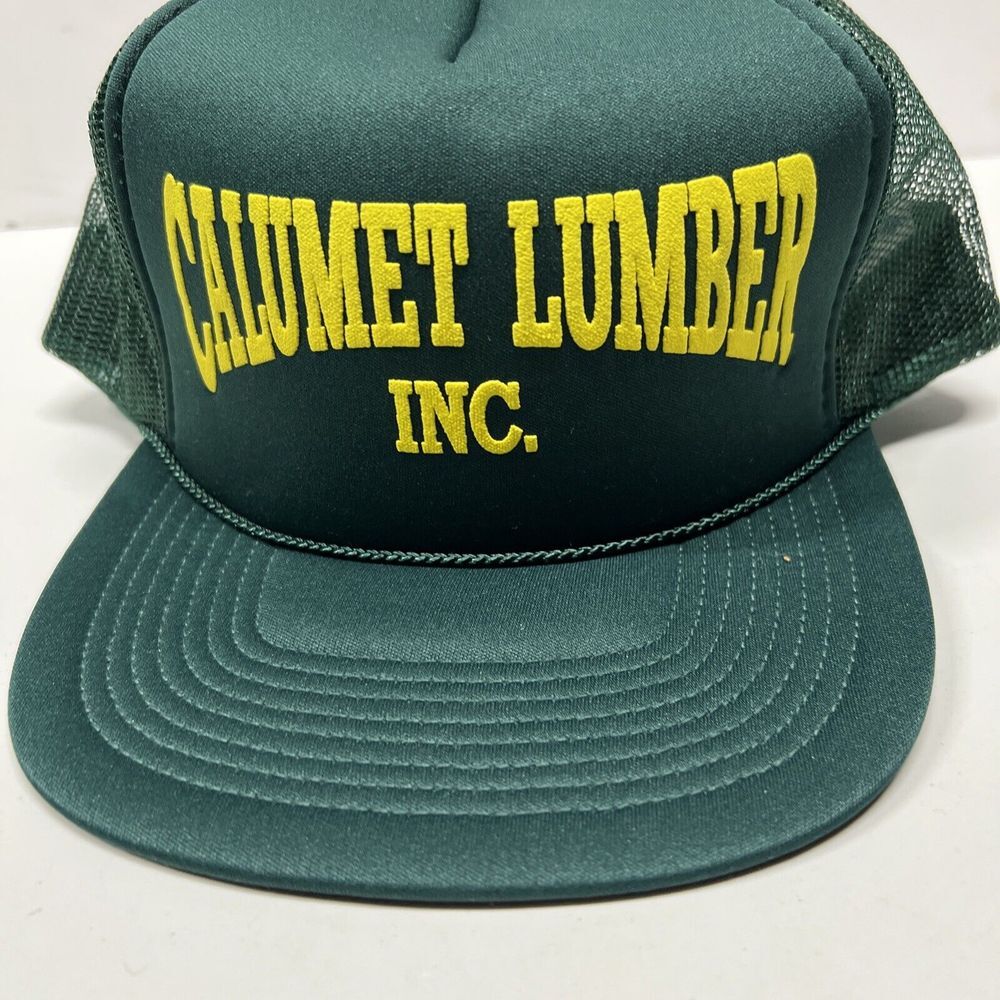 Calumet Lumber Inc.‎ Mesh Baseball Trucker Hat Green Yellow Adjustable New